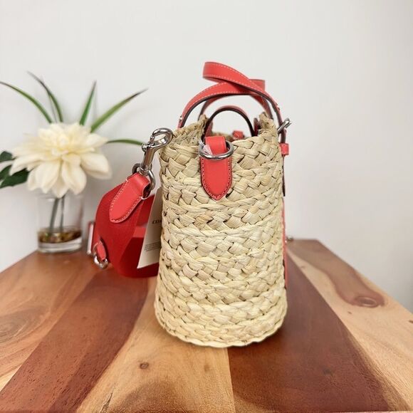 NWT Coach Small Straw Tote Bag - Picture 3 of 10